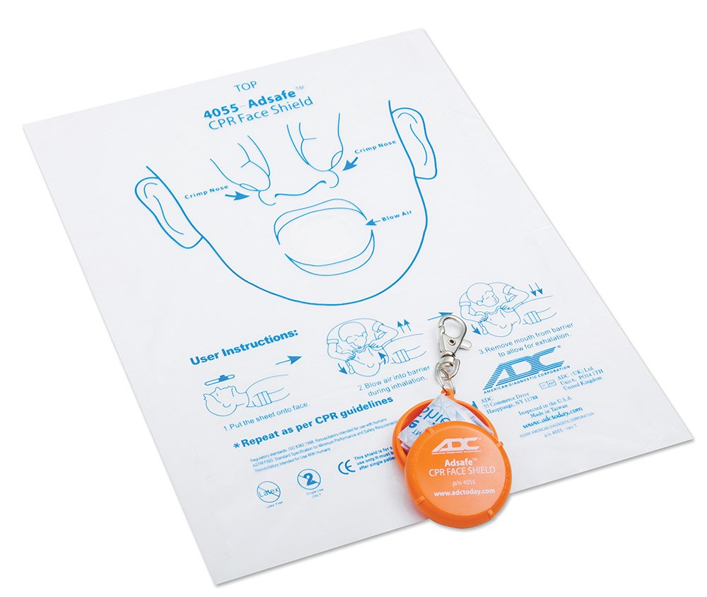 FRAD 4055OR ADC Adsafe CPR Key Ring Face Shield Orange ADC