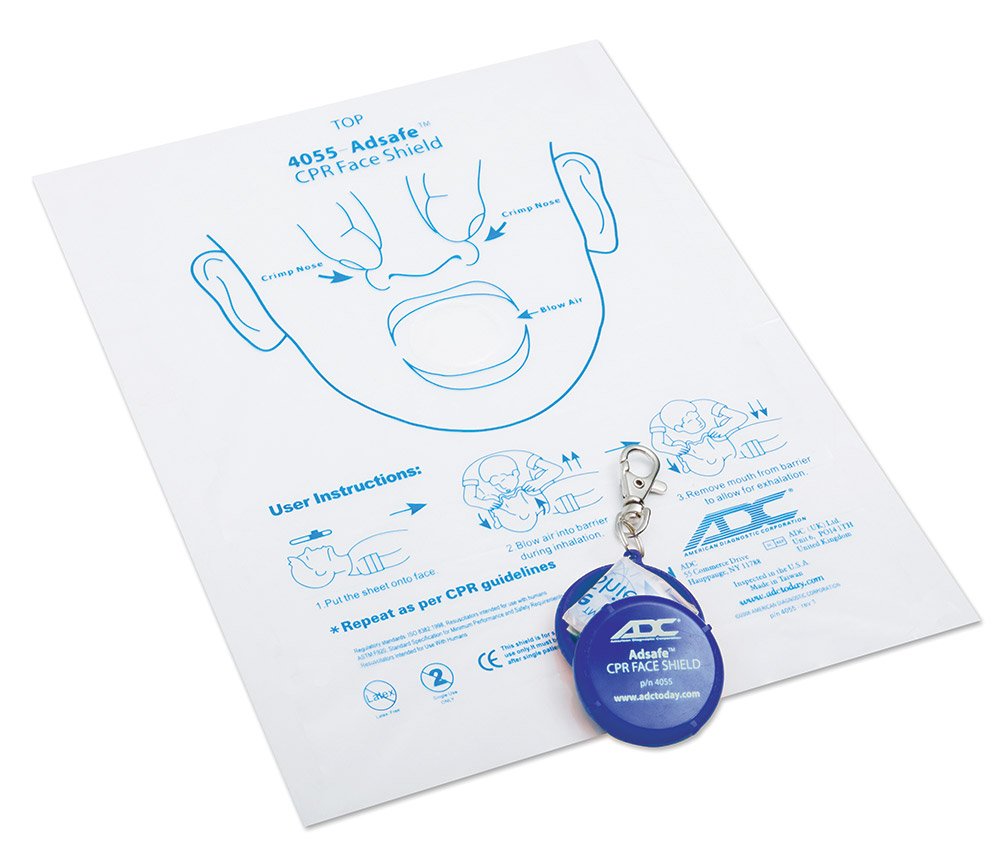 FRAD 4055R ADC Adsafe CPR Key Ring Face Shield Royal Blue